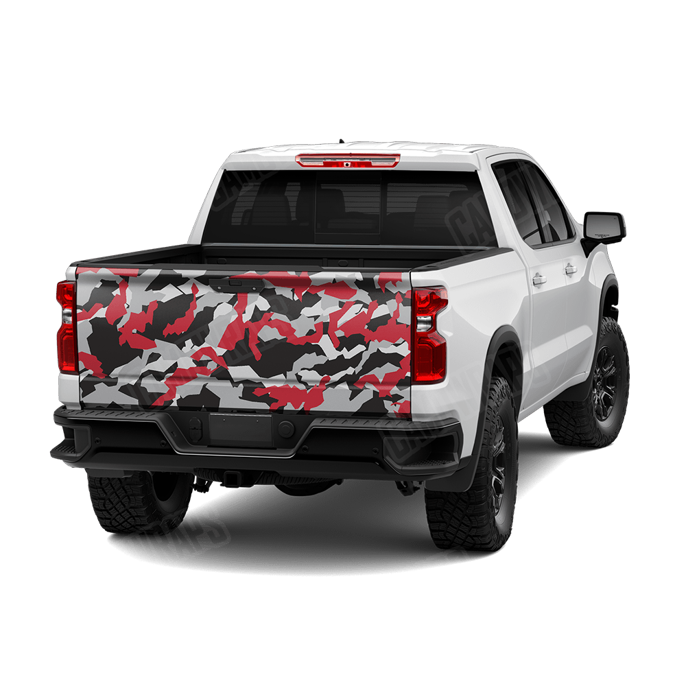 Erratic Red Tiger Camo Tailgate Vinyl Wrap