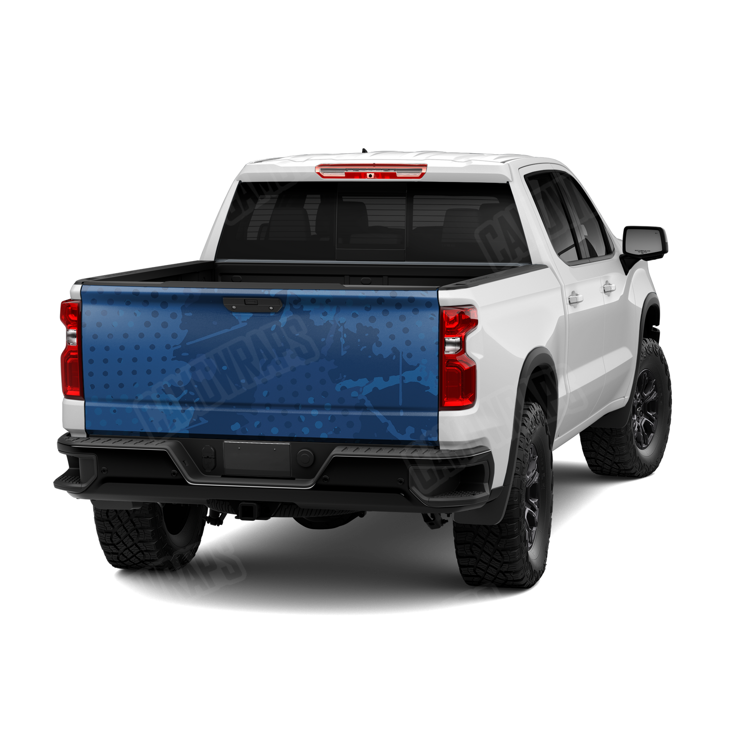 Halftone Splatter Elite Blue Camo Tailgate Vinyl Wrap