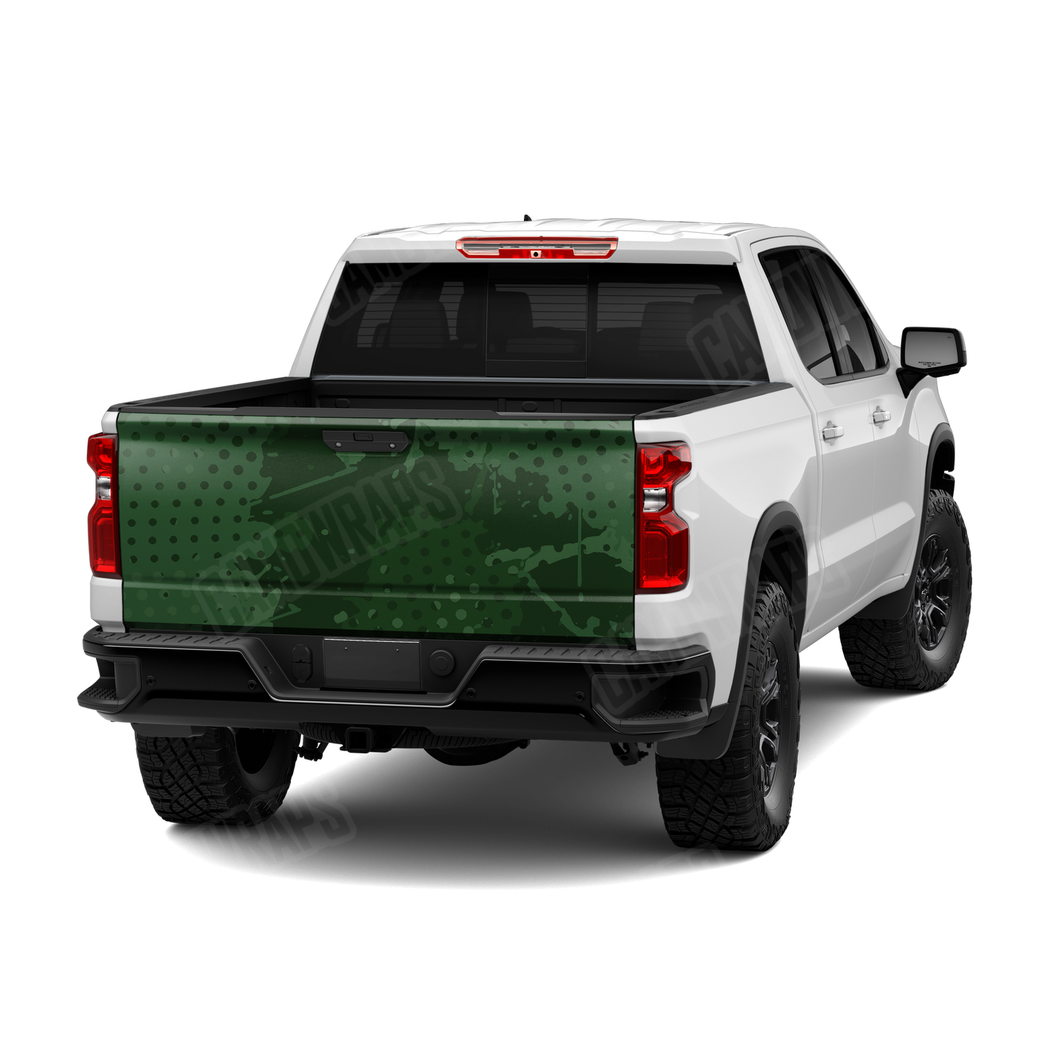 Halftone Splatter Elite Green Camo Tailgate Vinyl Wrap