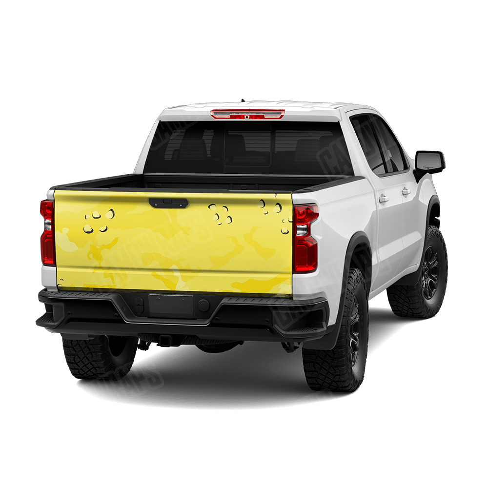 Jumbo Battle Storm Elite Yellow Camo Tailgate Vinyl Wrap