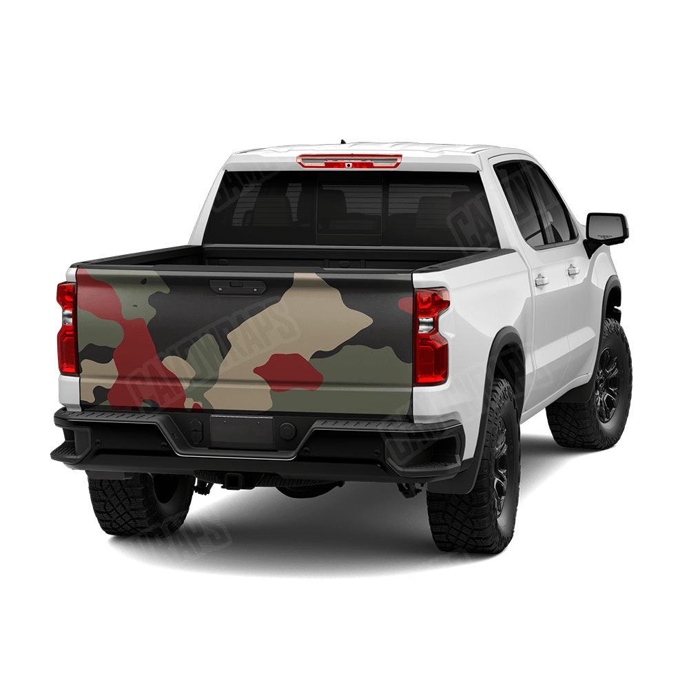Jumbo Cumulus Militant Red Camo Tailgate Vinyl Wrap