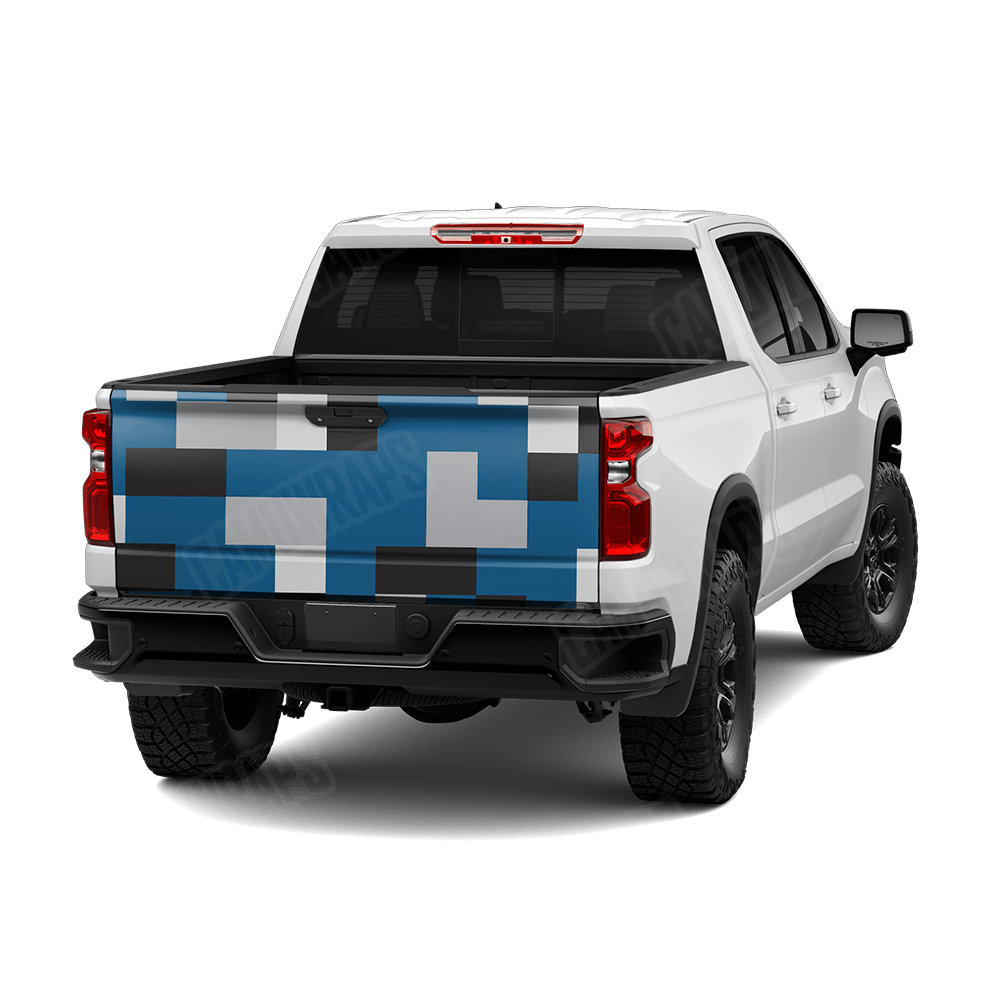 Pixel Blue Tiger Tailgate Wraps