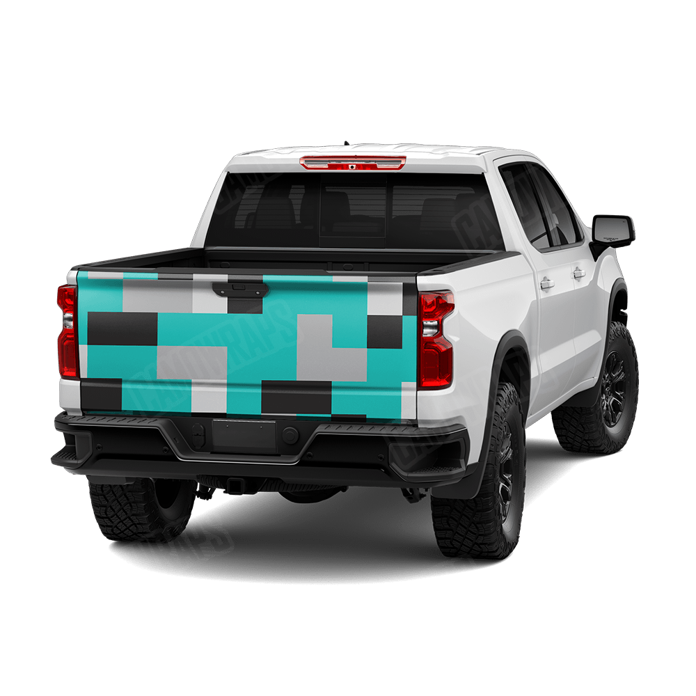 Pixel Tiffany Blue Tiger Tailgate Wraps