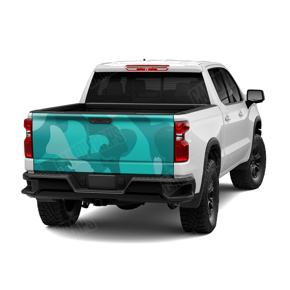 Jumbo Ragged Elite Tiffany Blue Camo Tailgate Vinyl Wrap