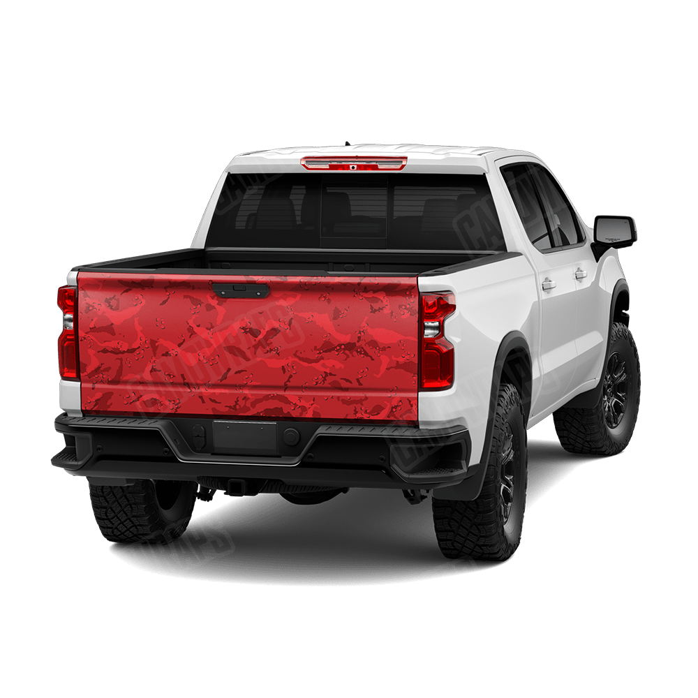 Large Battle Storm Elite Red Camo Tailgate Vinyl Wrap