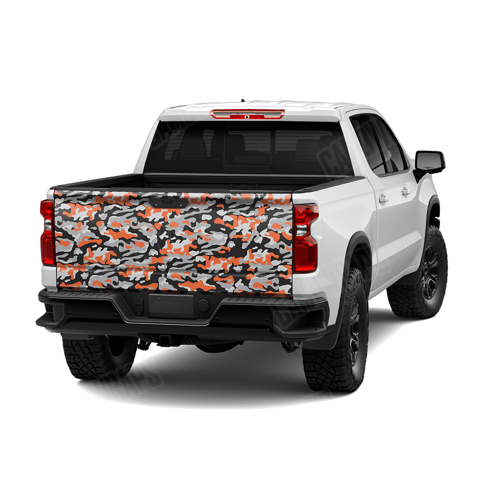 Large Classic Orange Tiger Camo Tailgate Vinyl Wrap