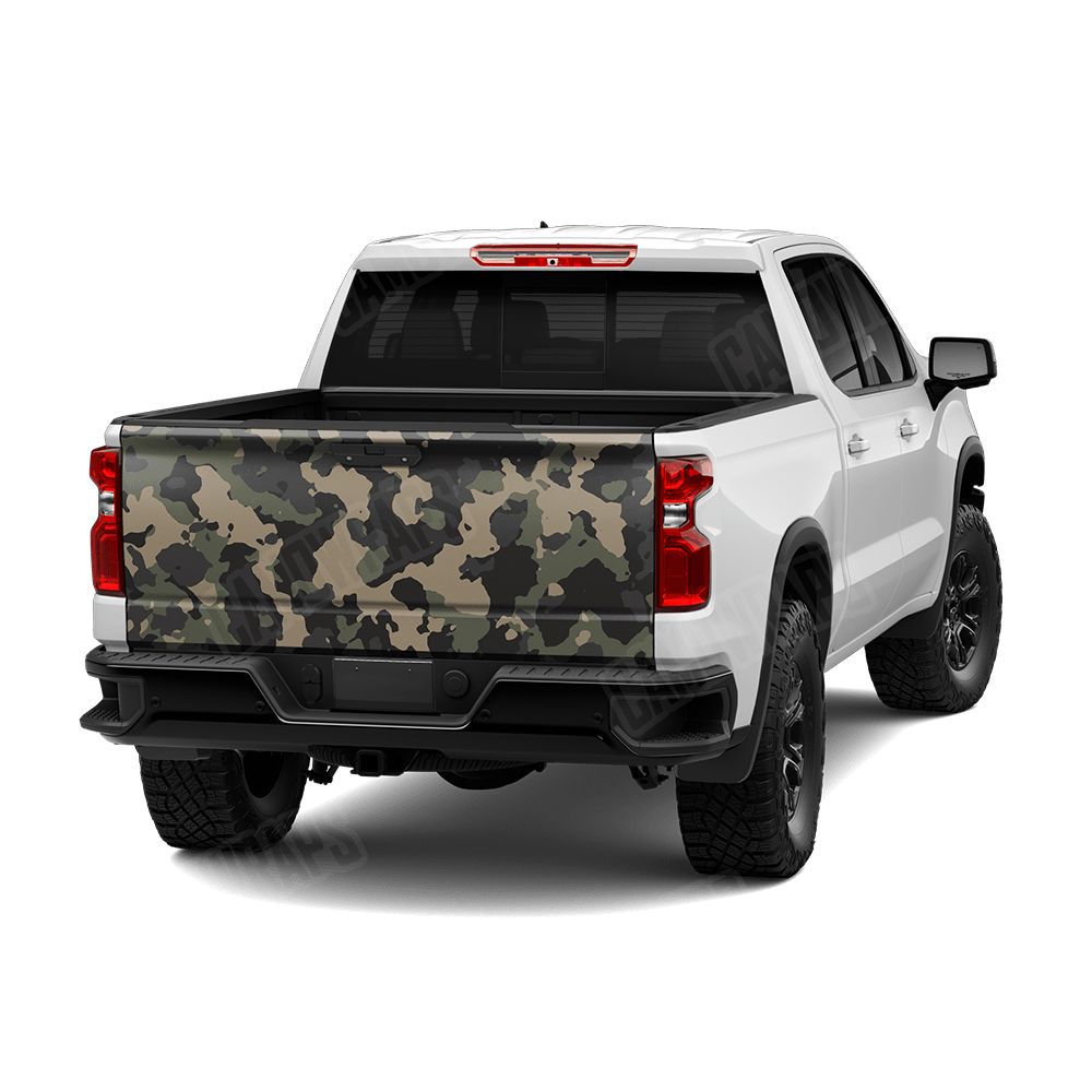 Large Cumulus Militant Charcoal Camo Tailgate Vinyl Wrap