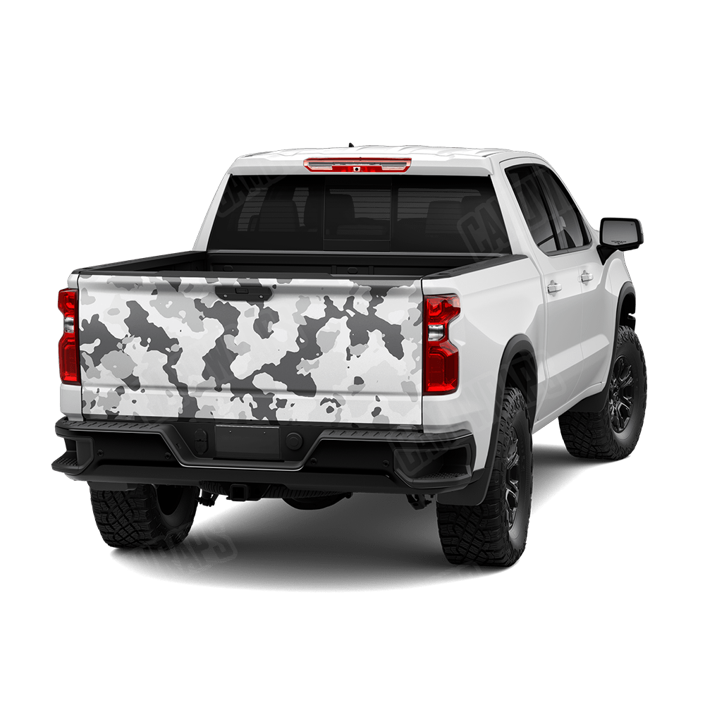 Large Cumulus Snow Camo Tailgate Vinyl Wrap