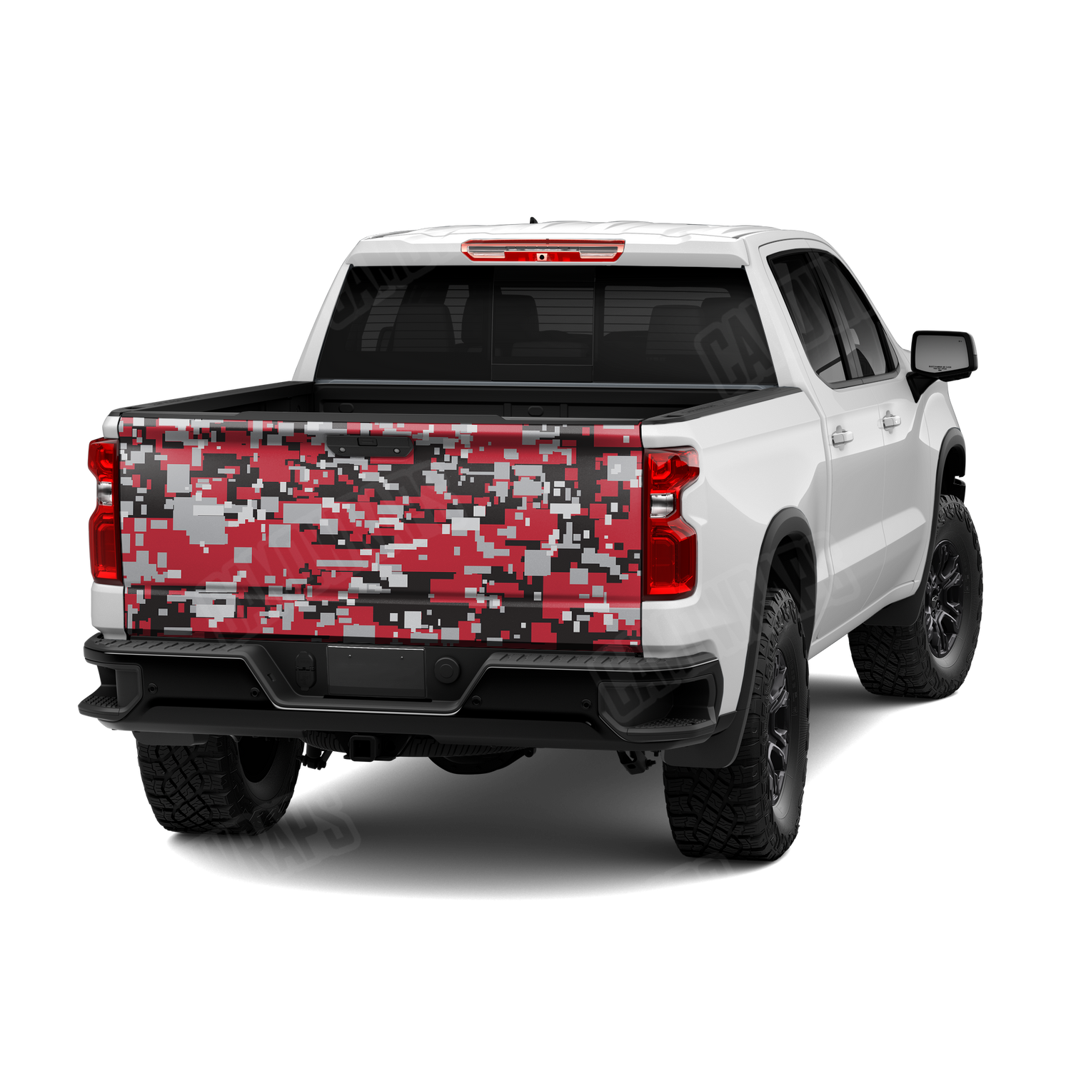 Large Digital Red Tiger Camo Tailgate Vinyl Wrap