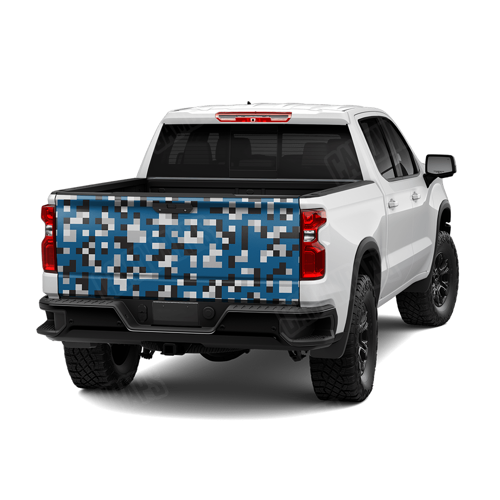 Pixel Blue Tiger Tailgate Wraps