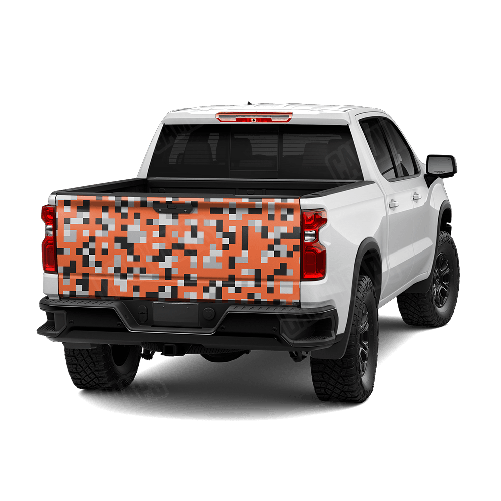 Pixel Orange Tiger Tailgate Wraps