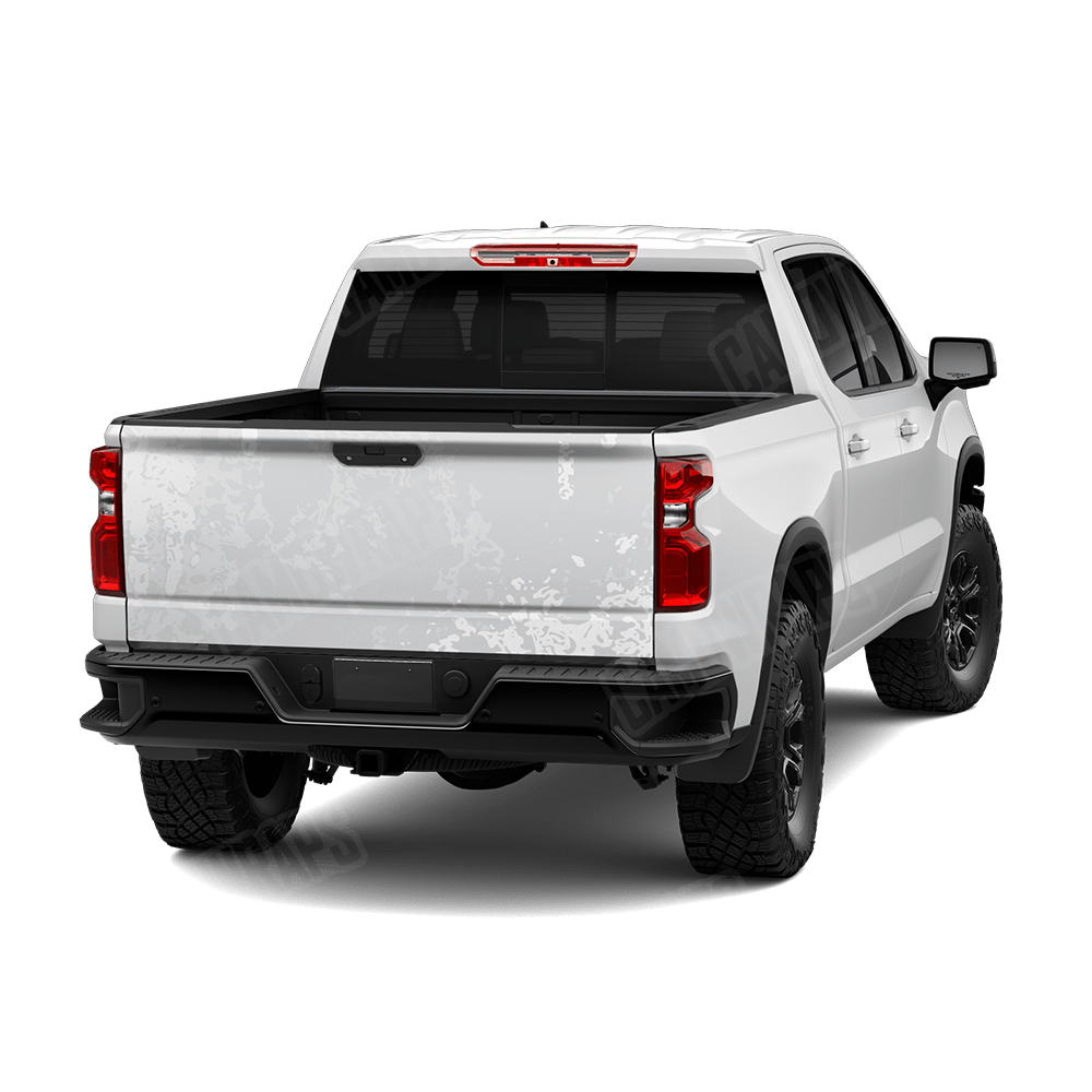 Pasted Elite White Camo Tailgate Vinyl Wrap