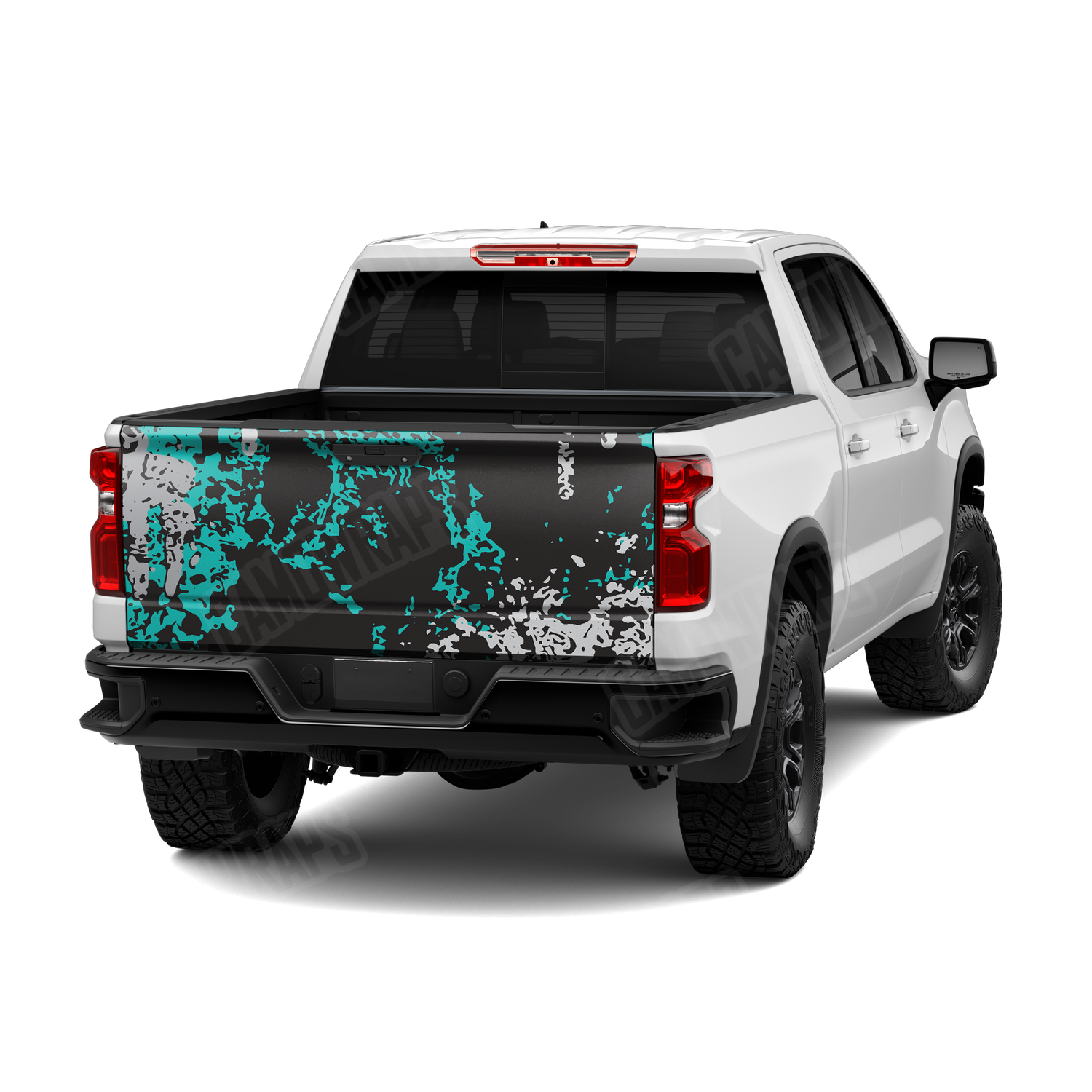 Pasted Tiffany Blue Tiger Camo Tailgate Vinyl Wrap