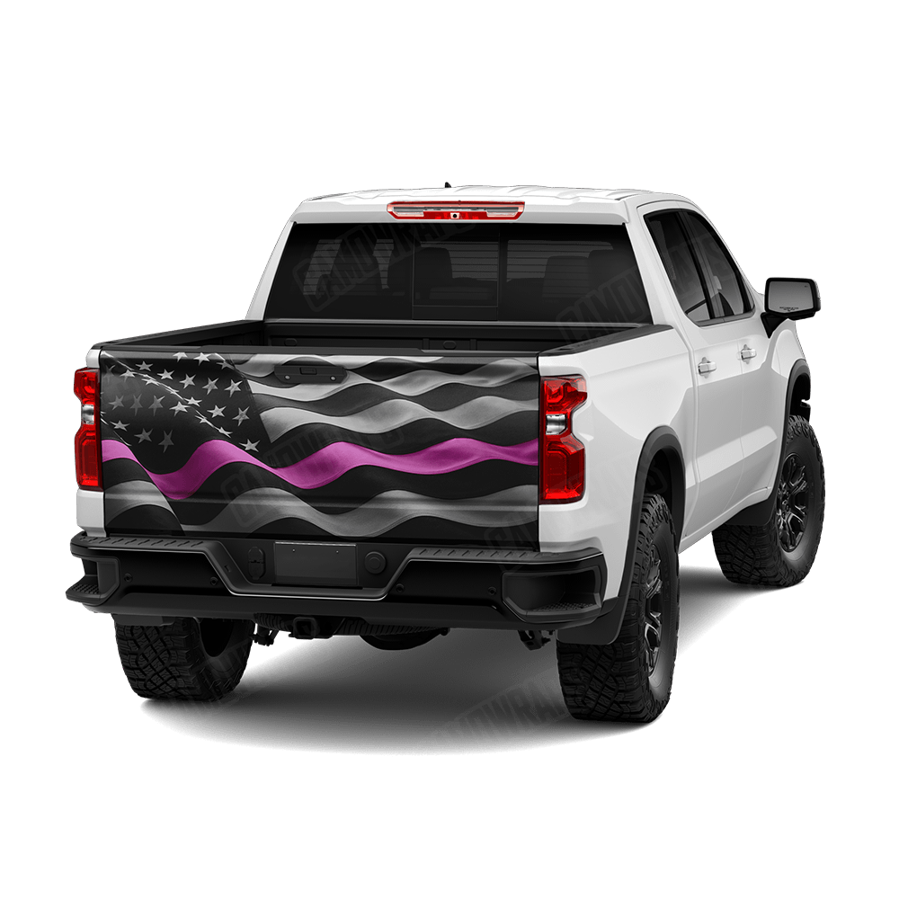 Patriotic Pink American Flag Tailgate Vinyl Wrap