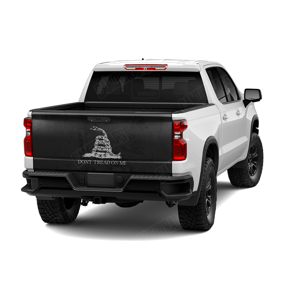 Patriotic Don't Tread on Me Grayscale Tailgate Vinyl Wrap