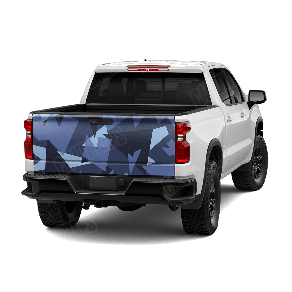 Shattered Blue Urban Night Camo Tailgate Vinyl Wrap