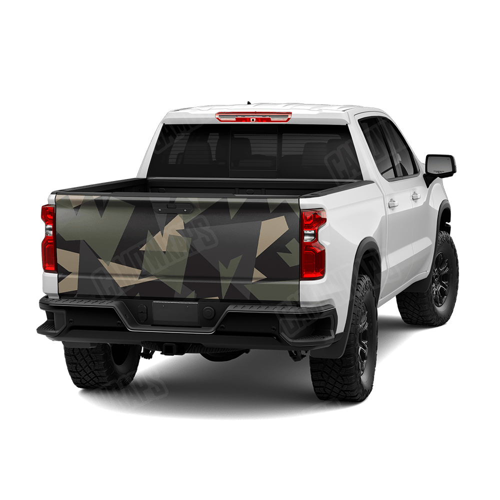 Shattered Militant Charcoal Camo Tailgate Vinyl Wrap
