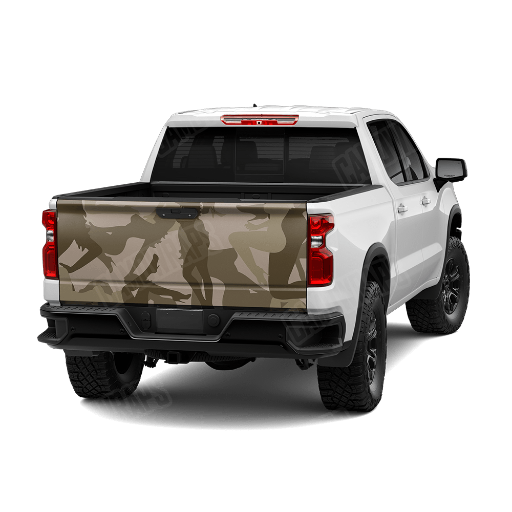 Silhouette Seductive Desert Camo Tailgate Vinyl Wrap