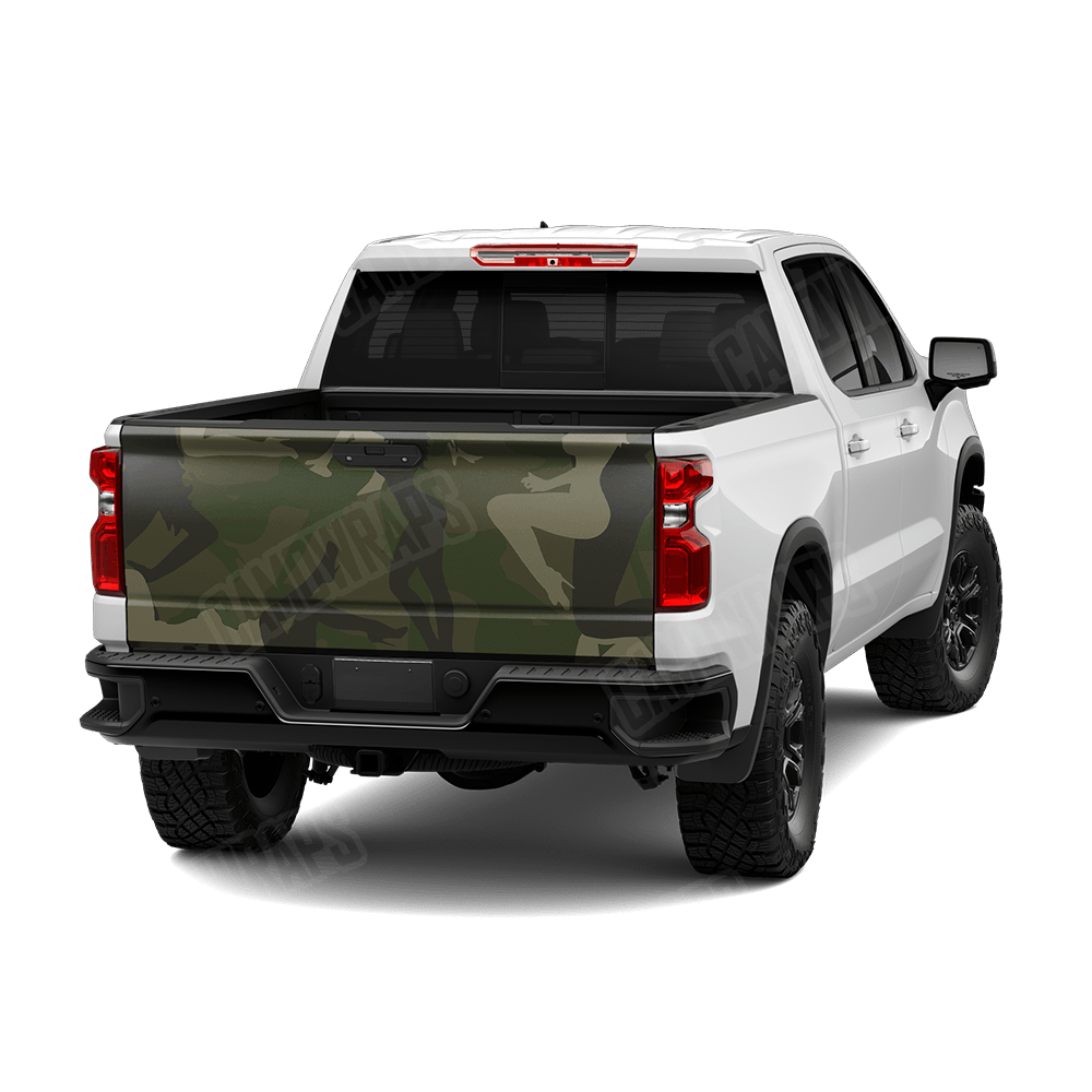 Silhouette Seductive Green Camo Tailgate Vinyl Wrap