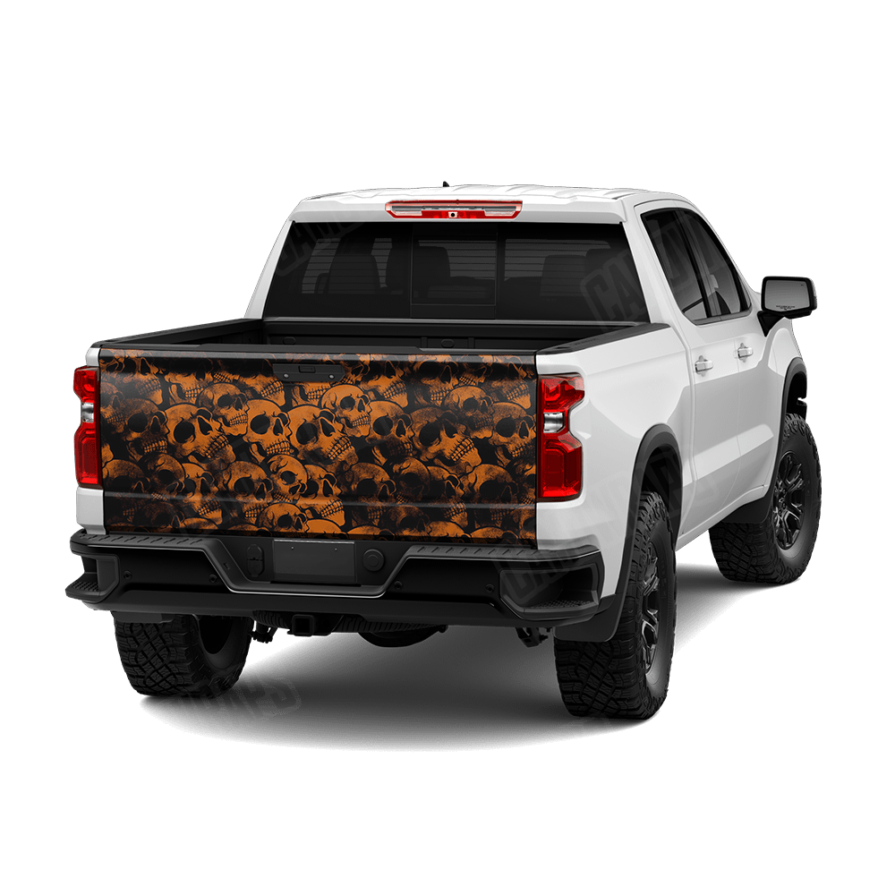 Skull Orange Tailgate Wraps