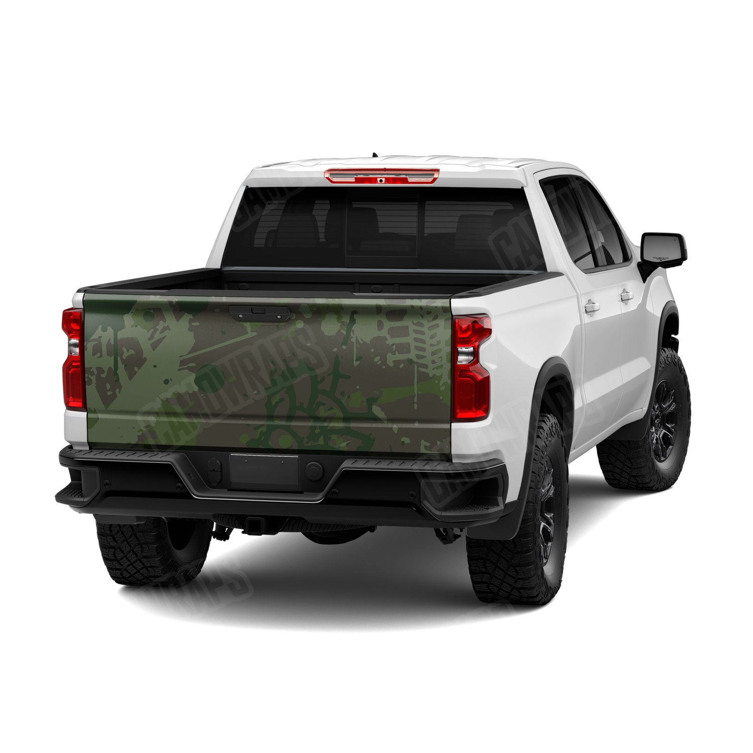 Tire Splatter Army Dark Green Camo Tailgate Vinyl Wrap