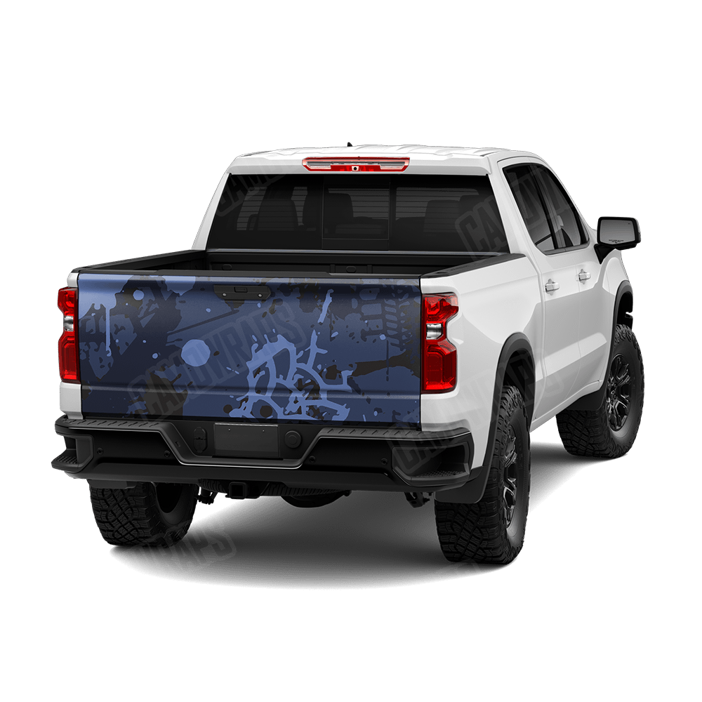 Tire Splatter Blue Midnight Camo Tailgate Vinyl Wrap