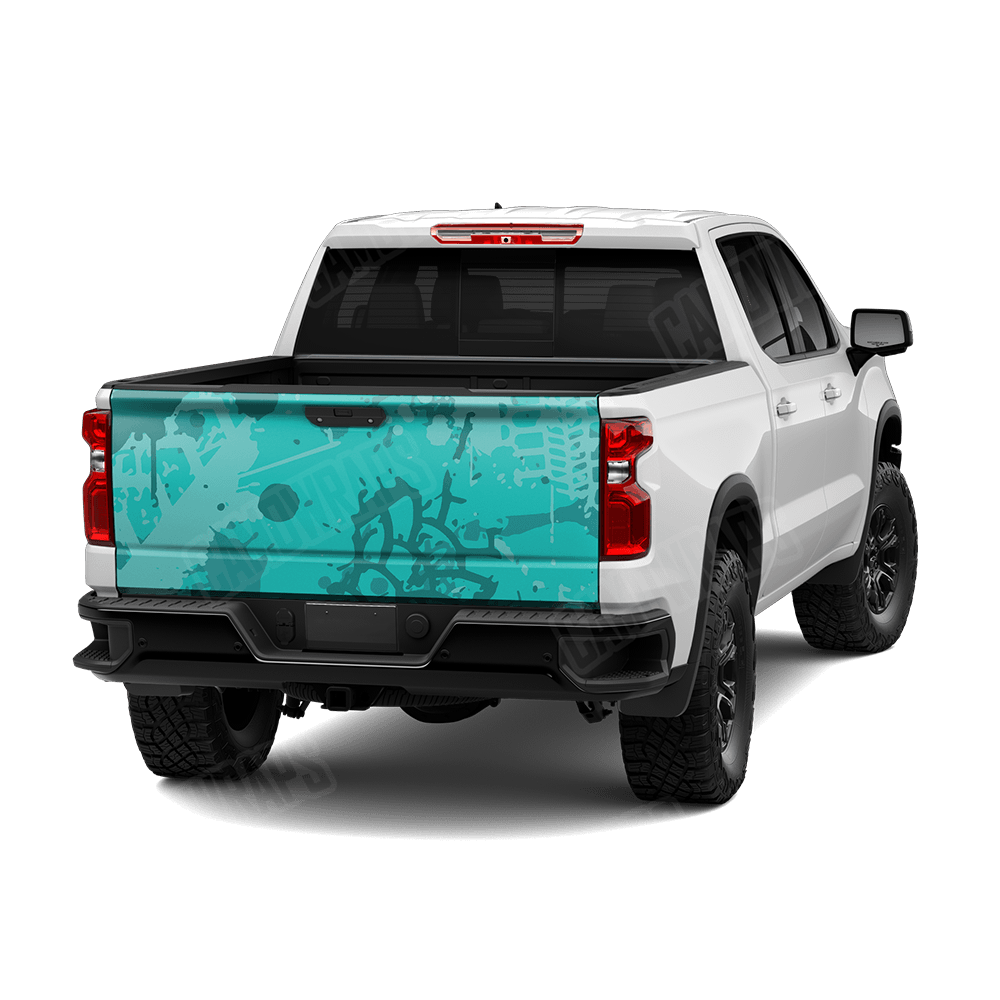 Tire Splatter Elite Tiffany Blue Camo Tailgate Vinyl Wrap