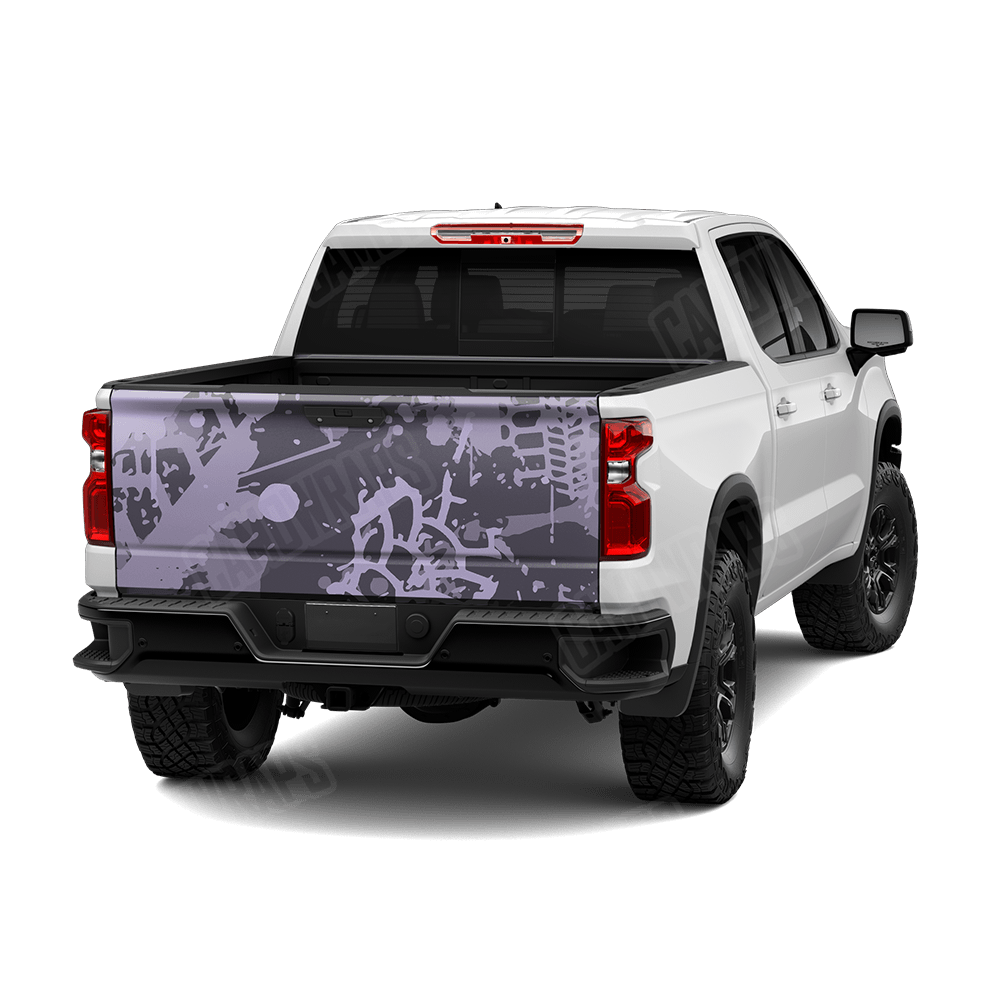 Tire Splatter Lilac Camo Tailgate Vinyl Wrap