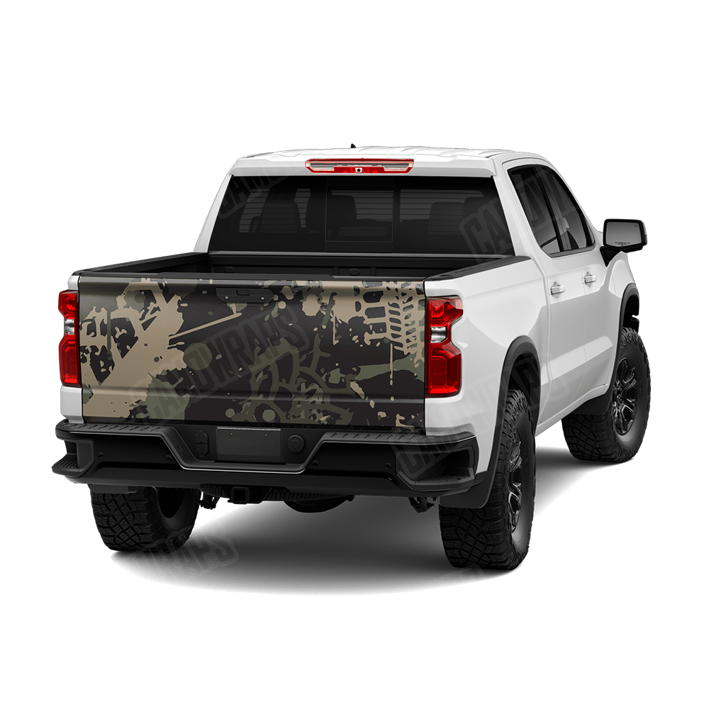 Tire Splatter Militant Green Camo Tailgate Vinyl Wrap