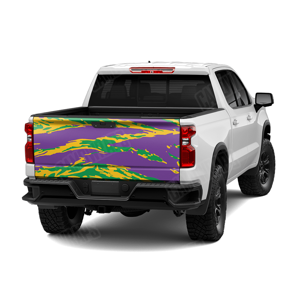 Vietnam Tiger Stripe Mardi Gras Camo Tailgate Vinyl Wrap
