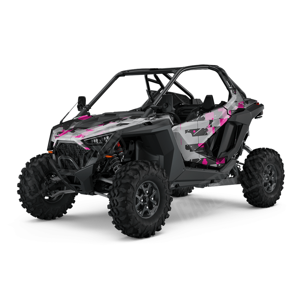 Broken Plaid Magenta Tiger Camo Side by Side UTV Vinyl Wrap