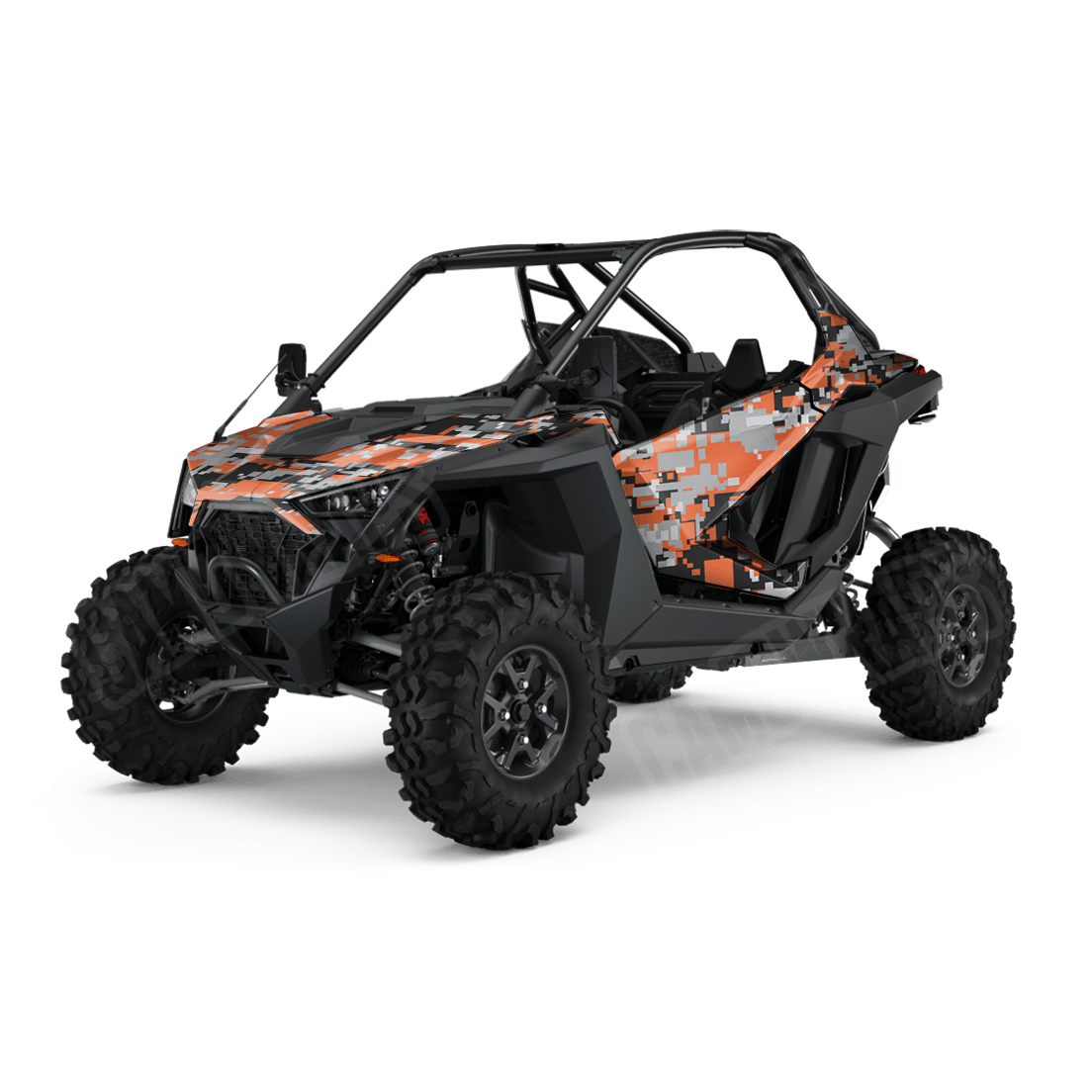 Large Digital Orange Tiger Side by Side UTV Camo Vinyl Wrap