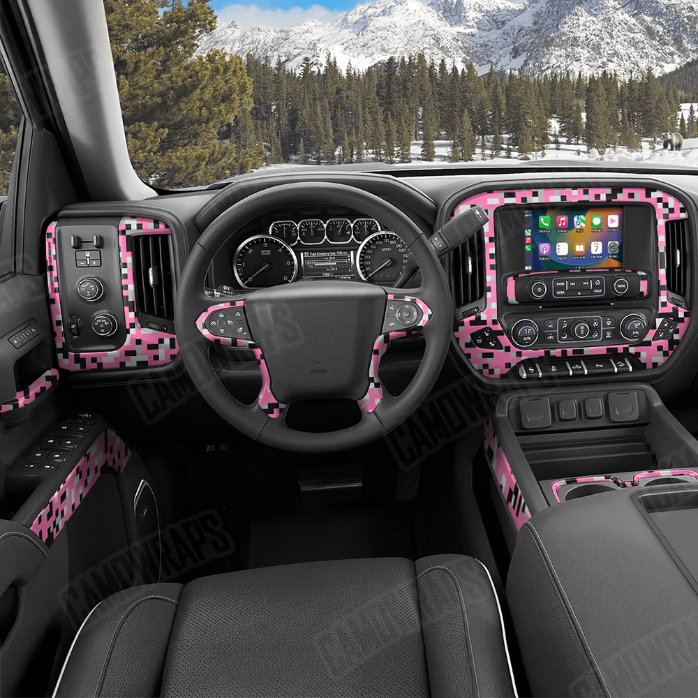 Pixel Pink Tiger Car Interior Skins