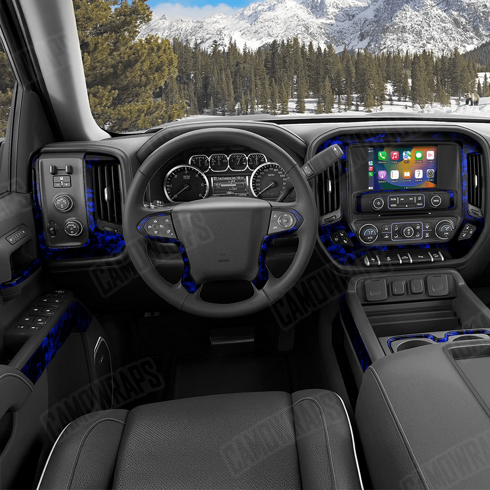 Skull Blue Car Interior Skins