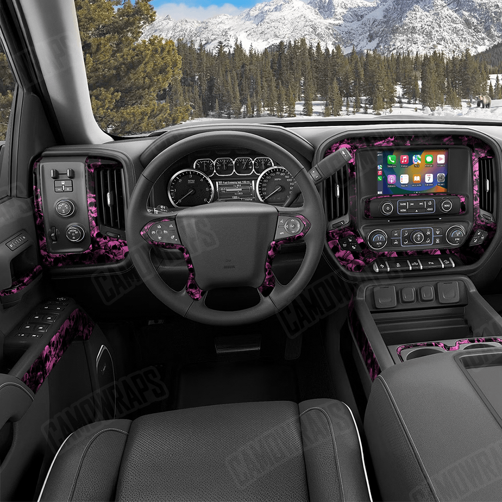 Skull Pink Car Interior Skins