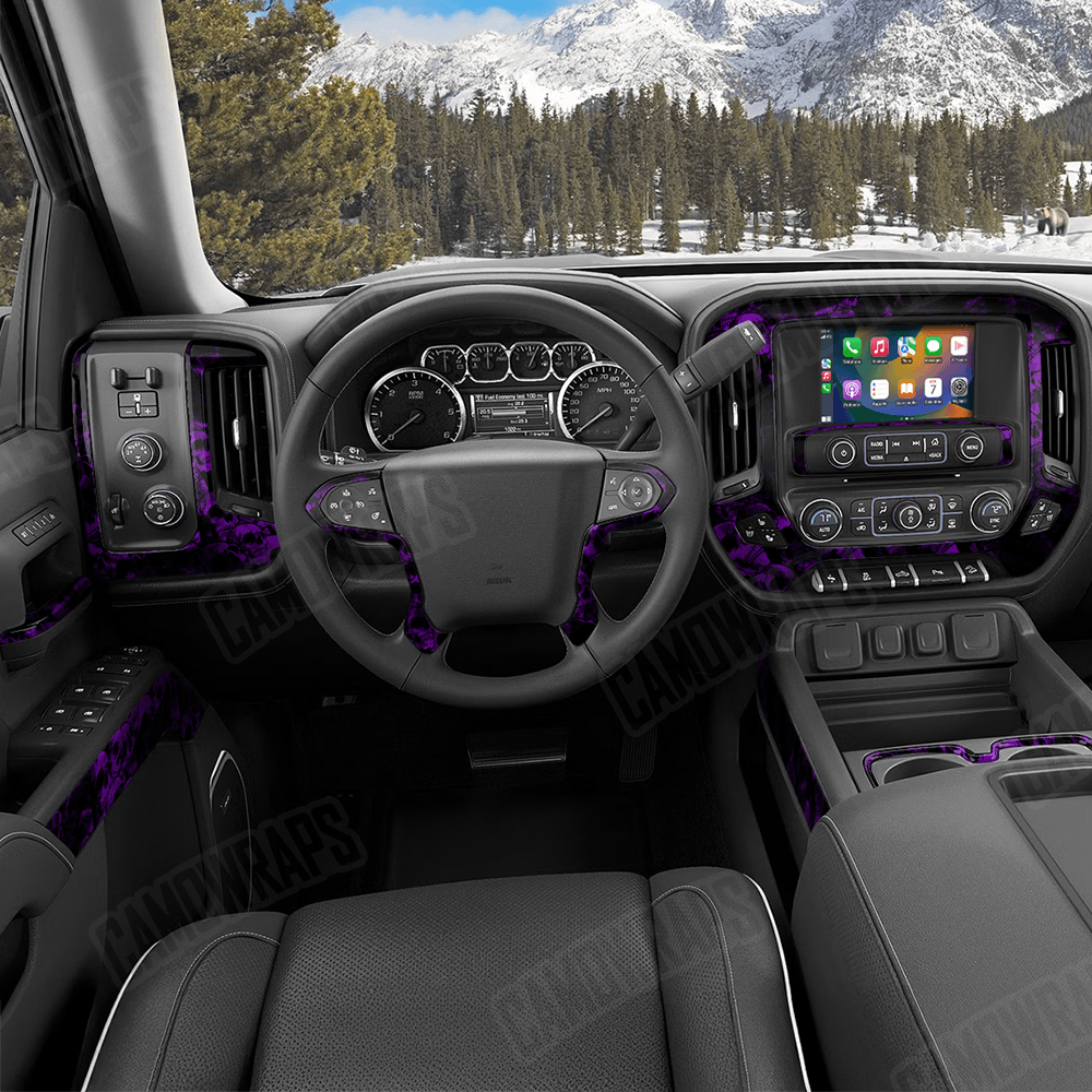 Skull Purple Car Interior Skins